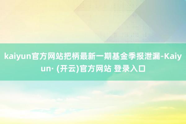 kaiyun官方网站把柄最新一期基金季报泄漏-Kaiyun· (开云)官方网站 登录入口