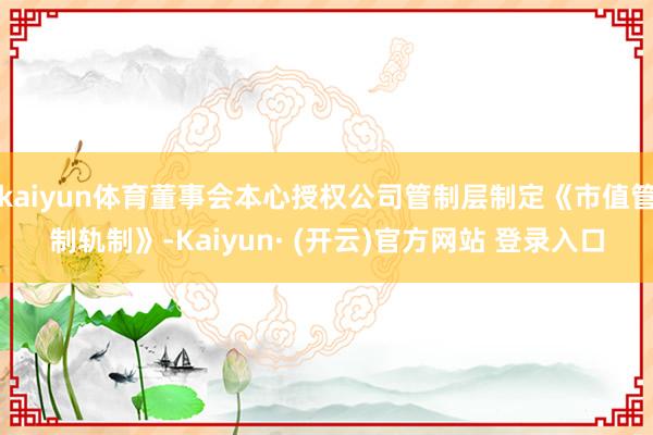 kaiyun体育董事会本心授权公司管制层制定《市值管制轨制》-Kaiyun· (开云)官方网站 登录入口