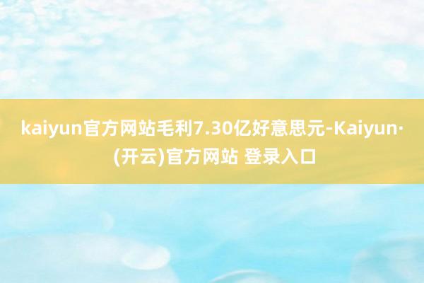 kaiyun官方网站毛利7.30亿好意思元-Kaiyun· (开云)官方网站 登录入口