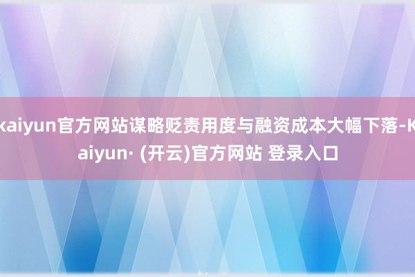 kaiyun官方网站谋略贬责用度与融资成本大幅下落-Kaiyun· (开云)官方网站 登录入口