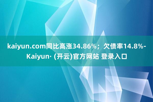 kaiyun.com同比高涨34.86%；欠债率14.8%-Kaiyun· (开云)官方网站 登录入口