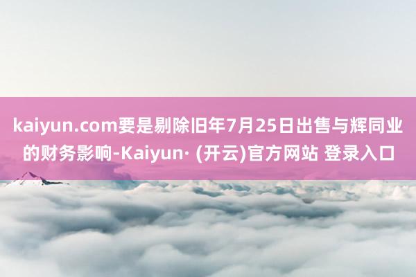 kaiyun.com要是剔除旧年7月25日出售与辉同业的财务影响-Kaiyun· (开云)官方网站 登录入口